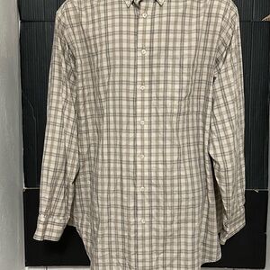 Roundtree & Yorke Beige and Brown Plaid Shirt